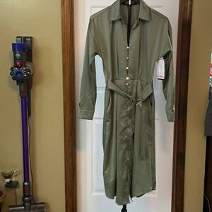 French Connection Khaki Long Sleeve Dress